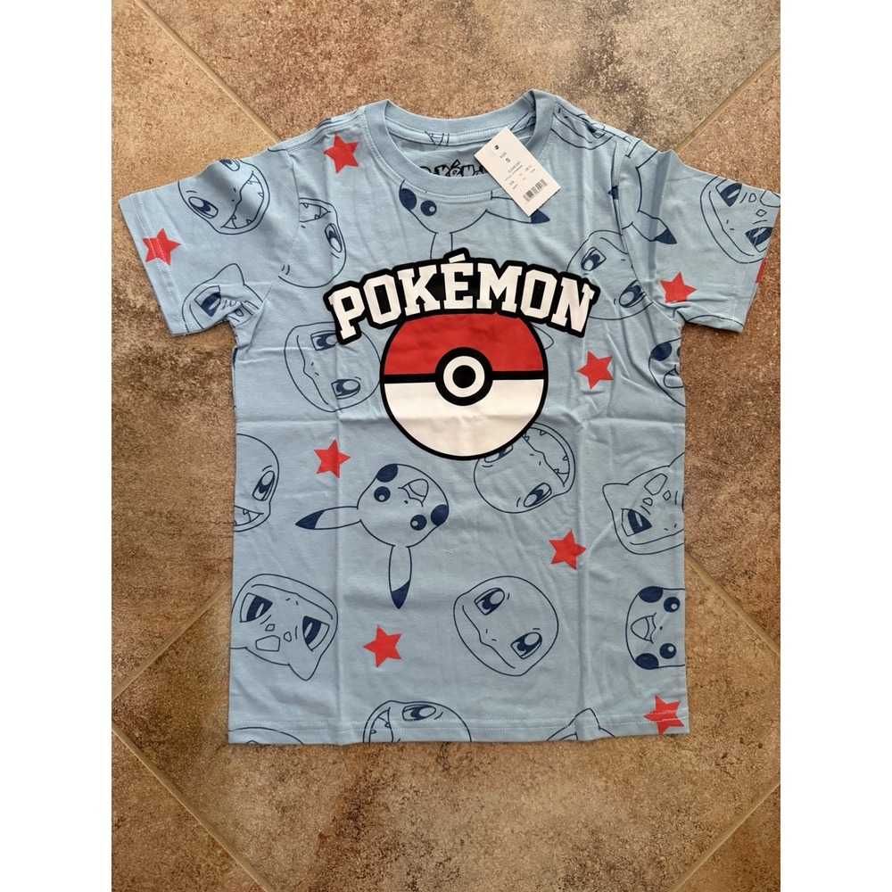 Boys' Pokémon Blue Short Sleeve T-Shirt Size Small Pikachu Squirtle Charmander